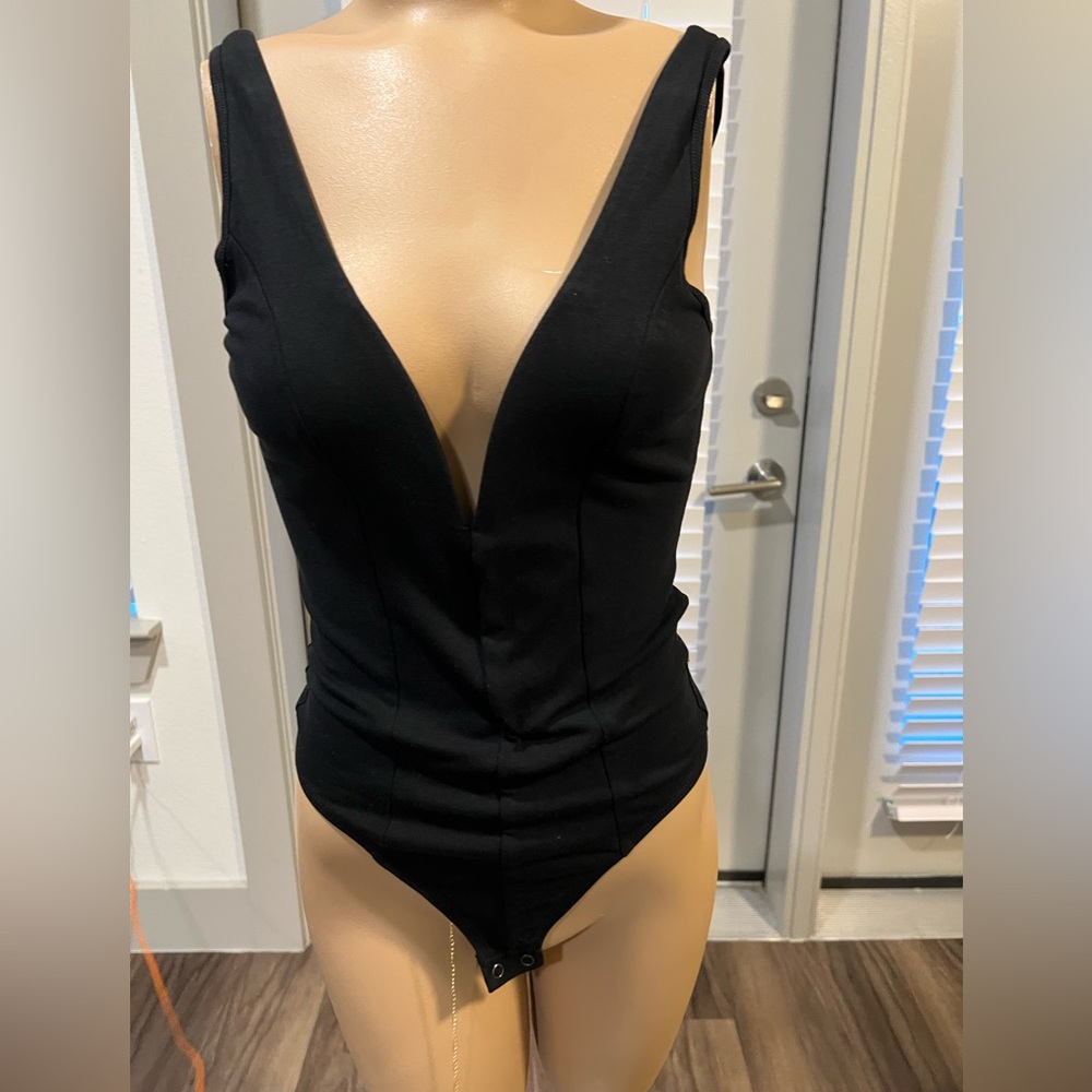 Express Black Deep V-Neck Bodysuit